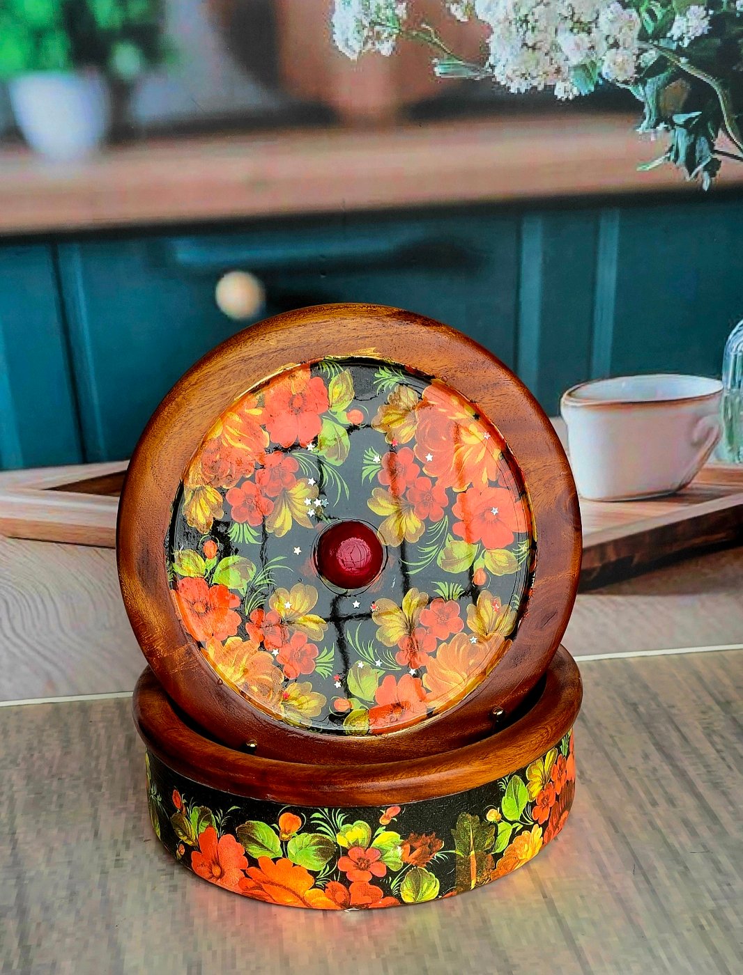 Wooden Floral Ruti Box