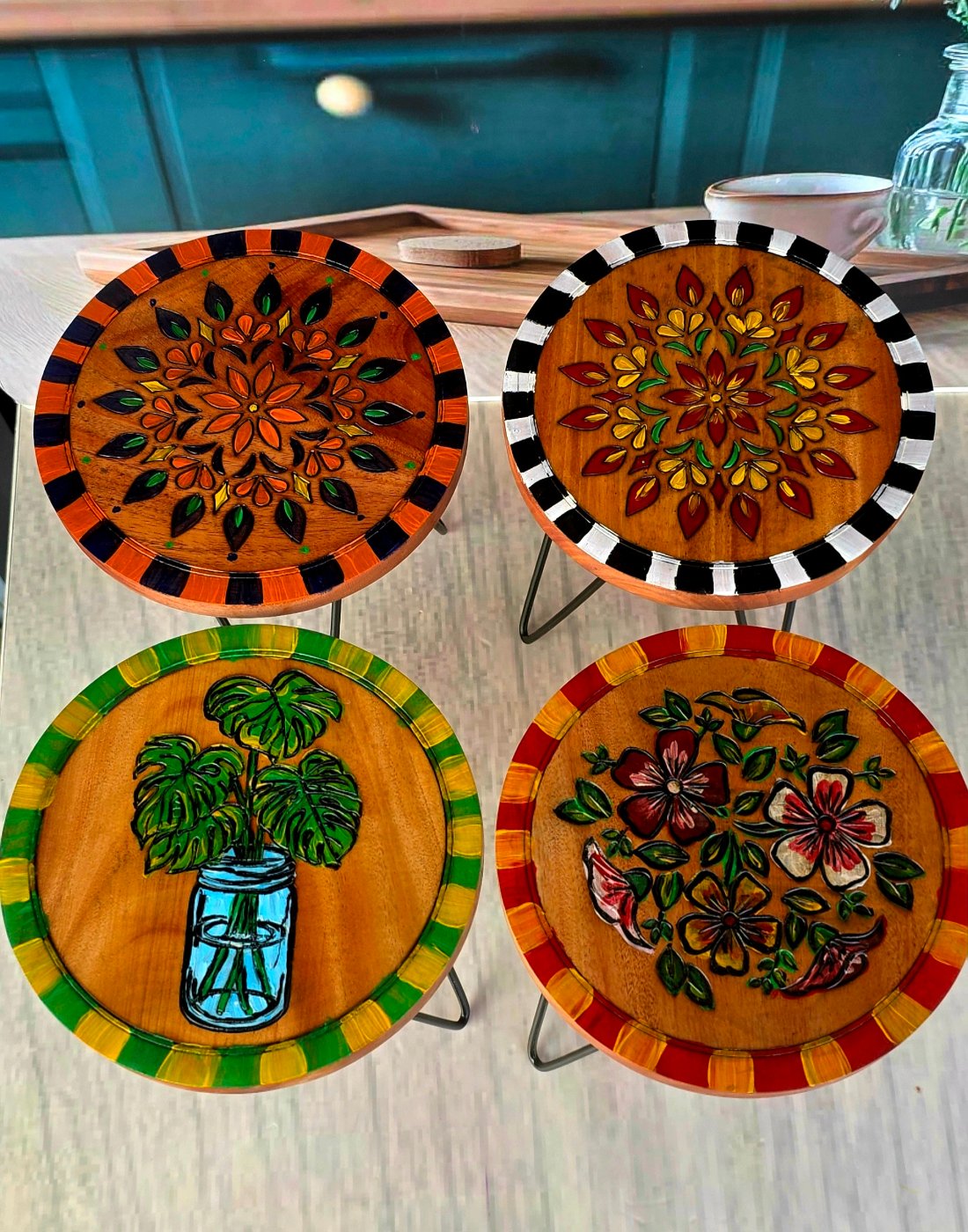 Hand-painted Wooden Display Stands