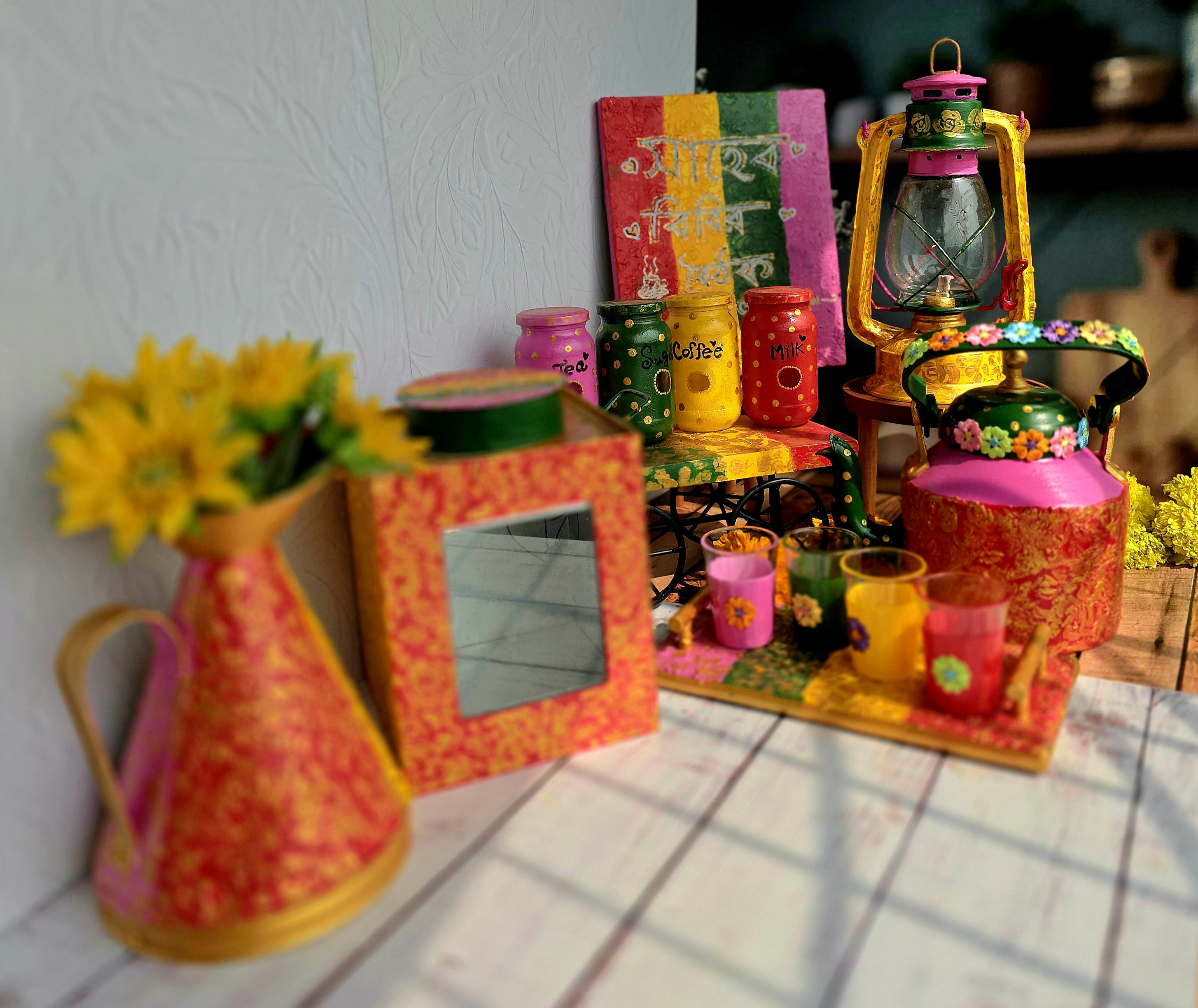 Colorful Hand Painted Tea Set