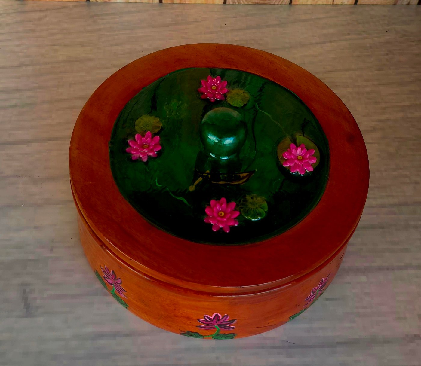 Water Lily Hand-painted Wooden Box