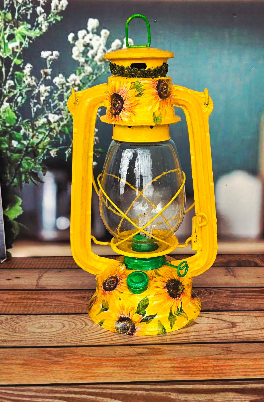 Deco Painted Sunflower Lantern