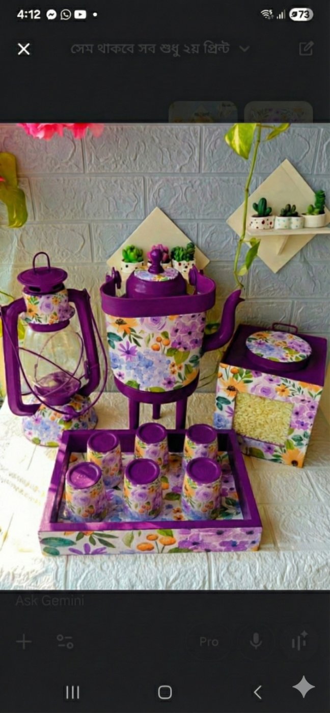 Floral Deco-Painted Wooden Tea Set