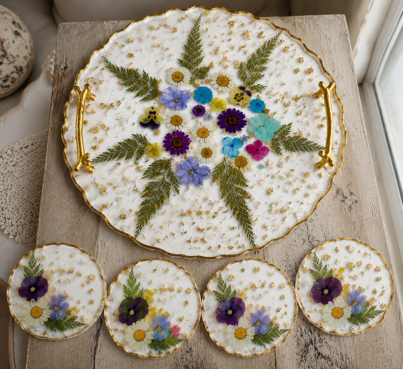 Floral Resin Tea Set