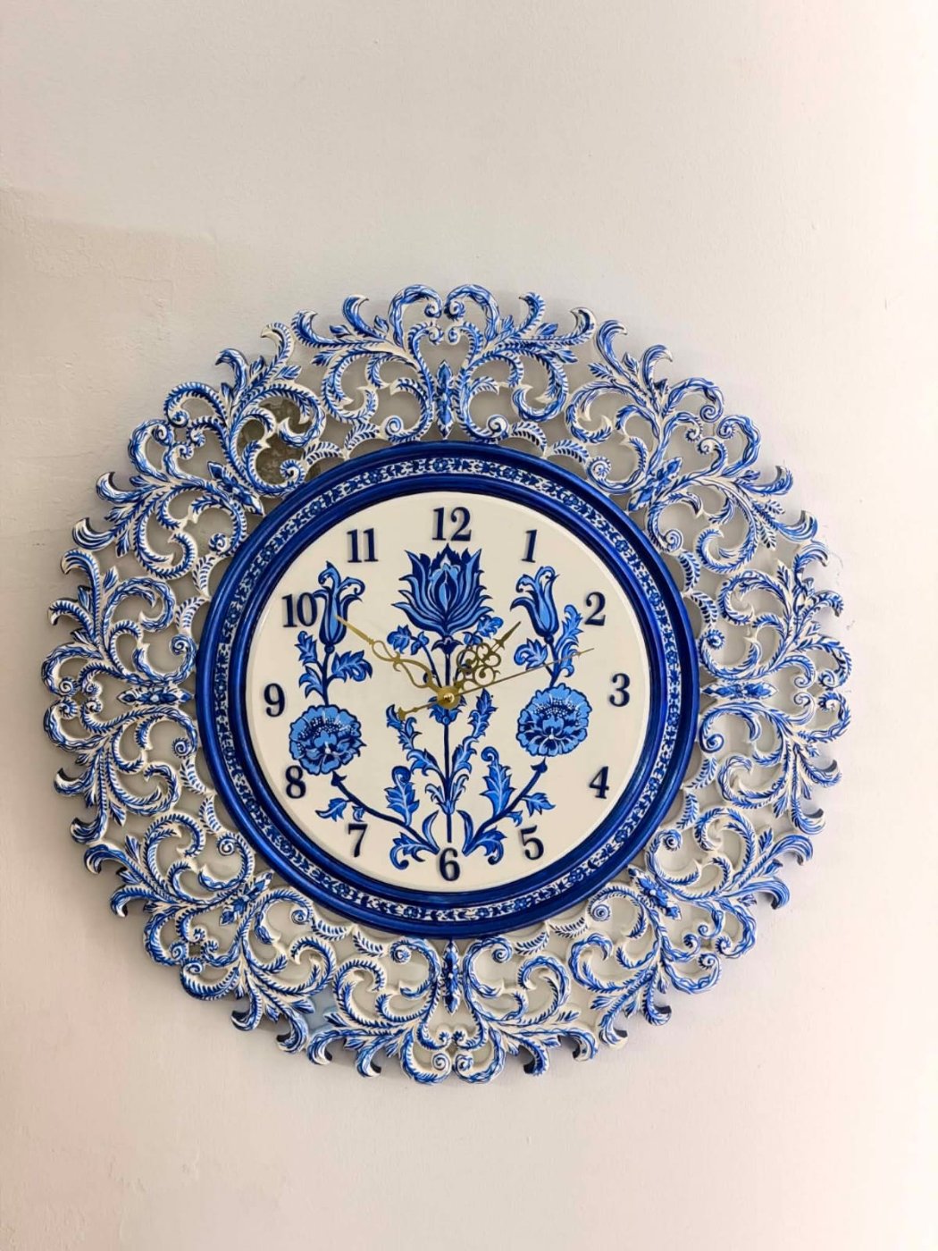 Ornate Blue Floral Clock