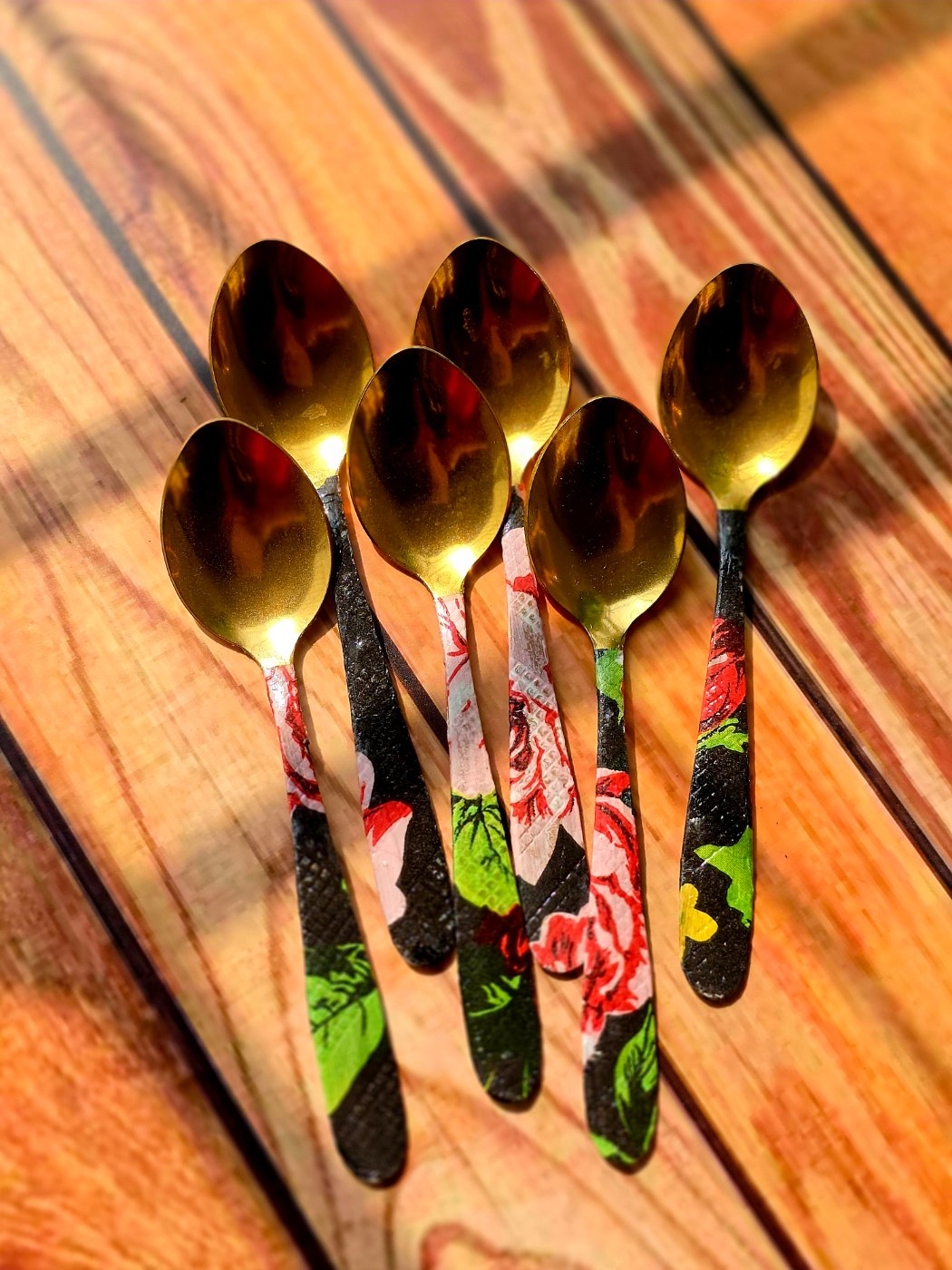 DecoPainted Floral Golden Spoons