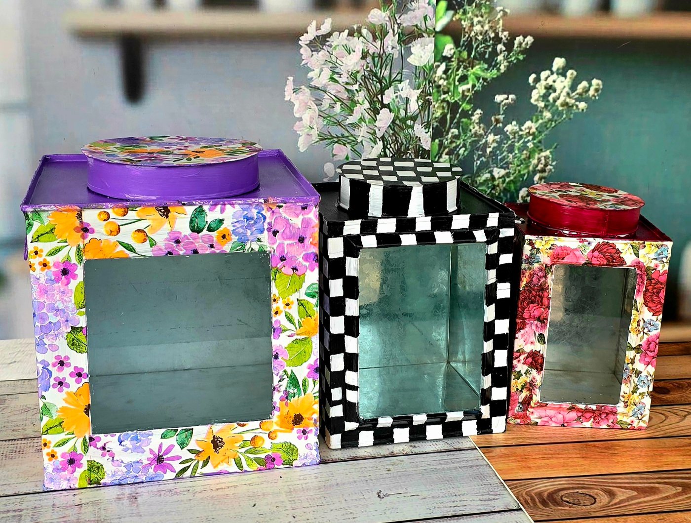 Decoupage Kitchen Canister Set Combo(1kg,600 gm,400gm)