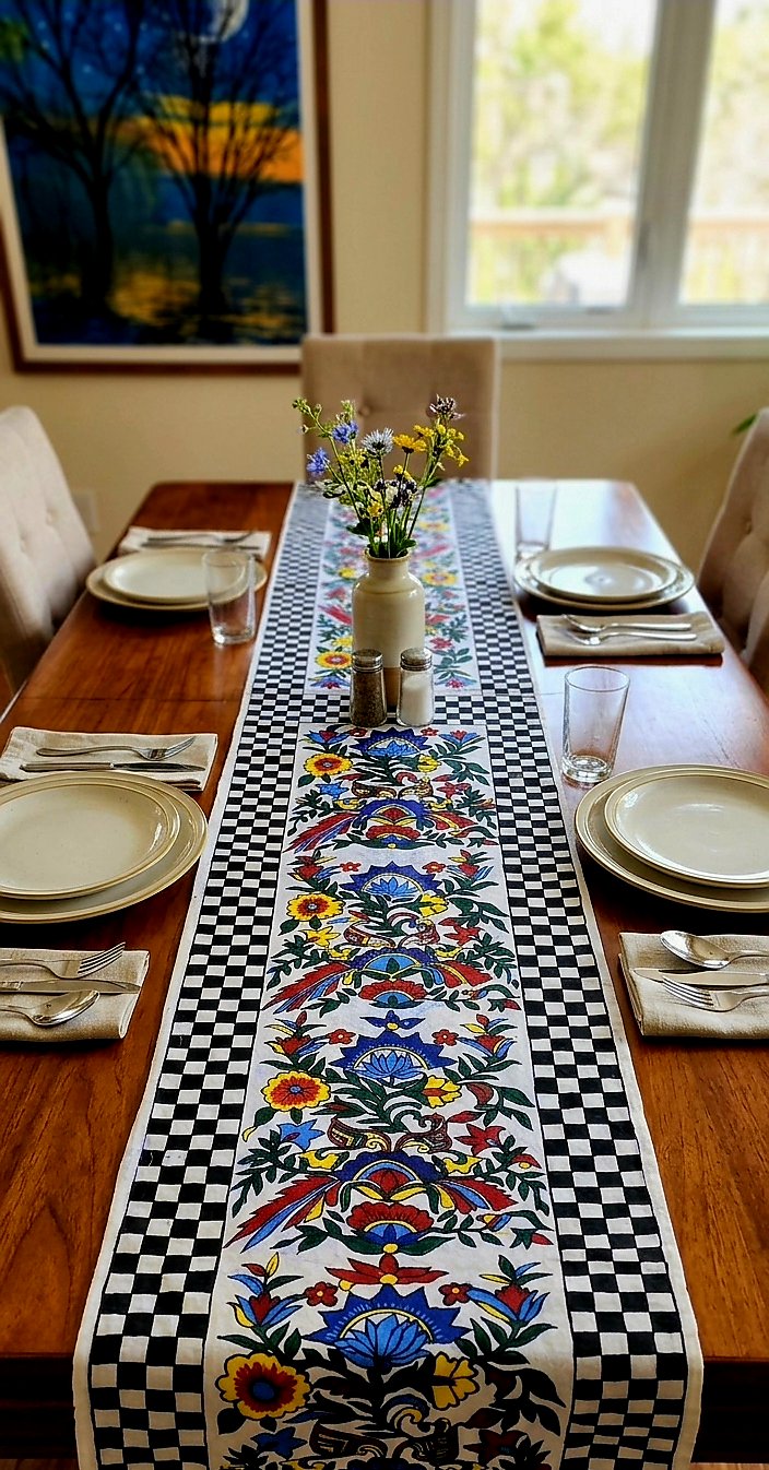 Folk Art Table Runner 72"(6 Chair size )