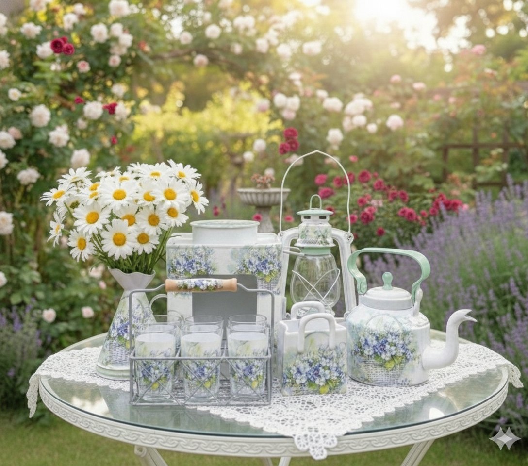 Floral Enamel Tea Set