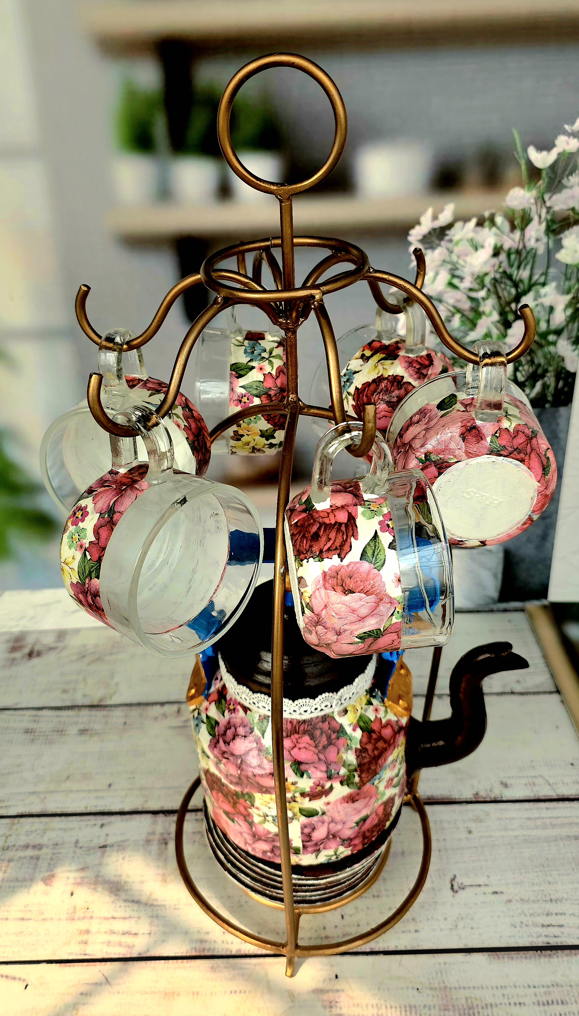 Floral Print Teapot Set With Stand