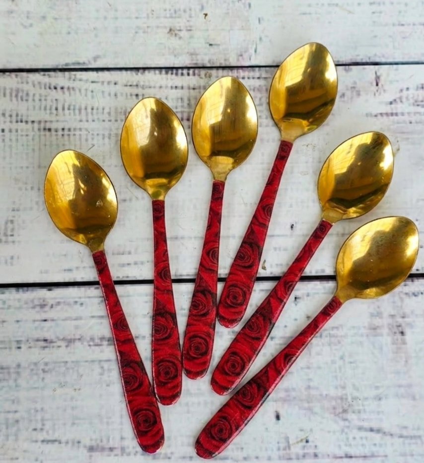Rose Design Golden Spoons Set