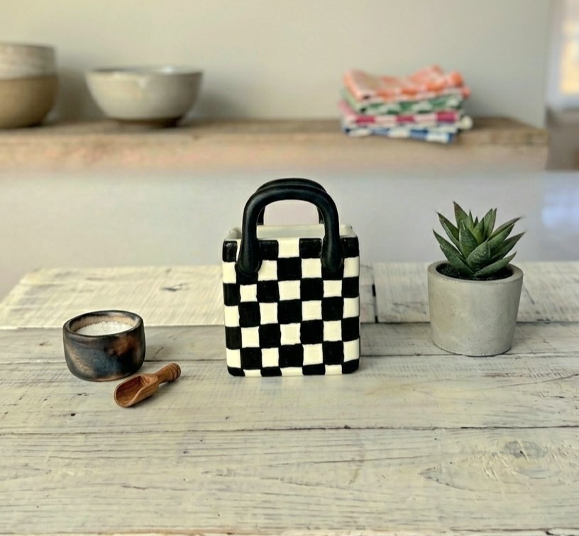 Checkered Ceramic Spoon Bag