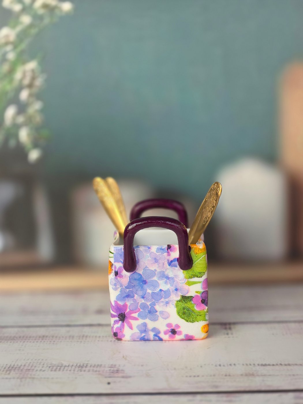 Floral Spoon and Fork Holder