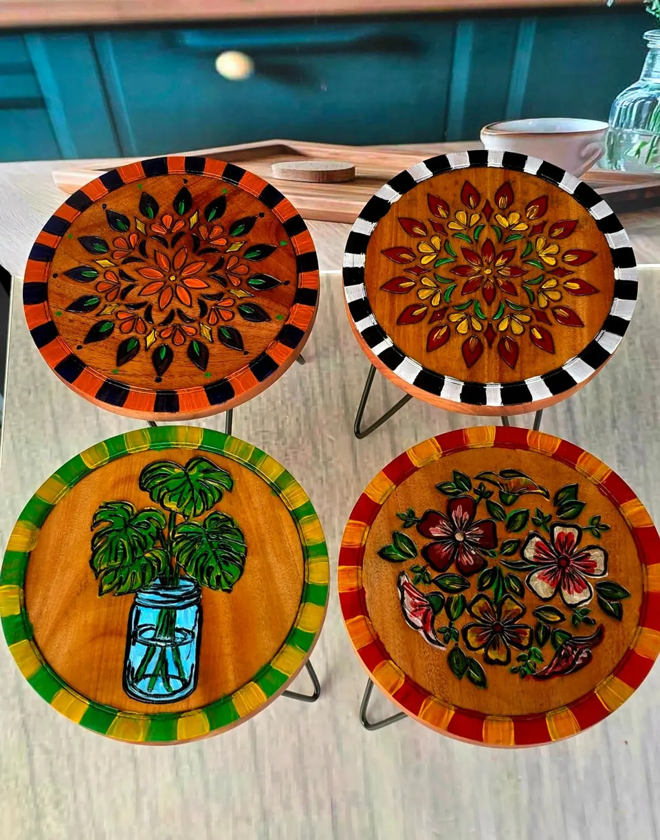 Hand-painted Wooden Display Stands