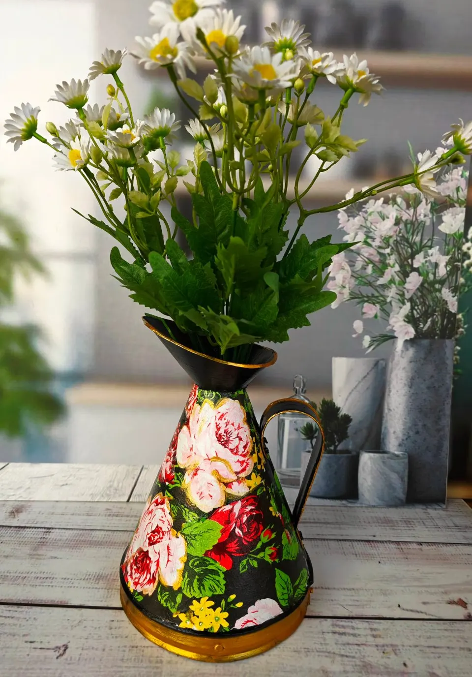 Floral Design Pitcher Vase