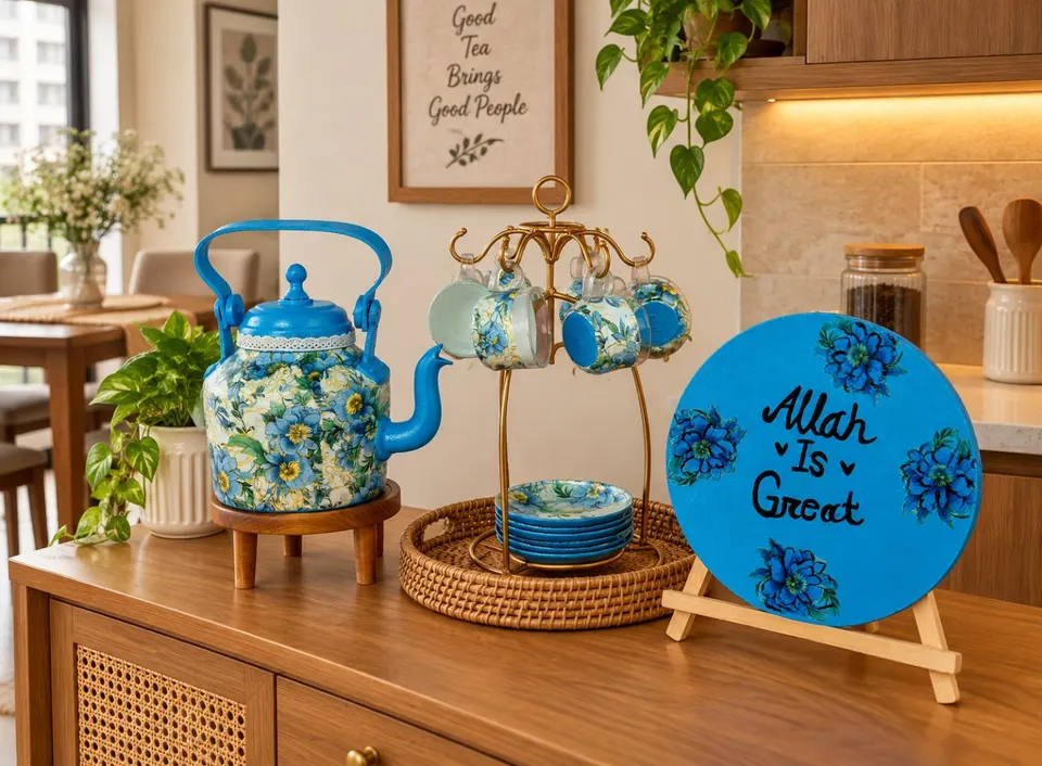 Decopainted Floral Tea Corner Set