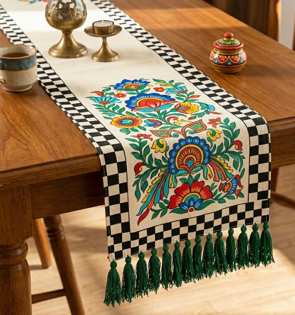 Hand-painted Floral Table Runner