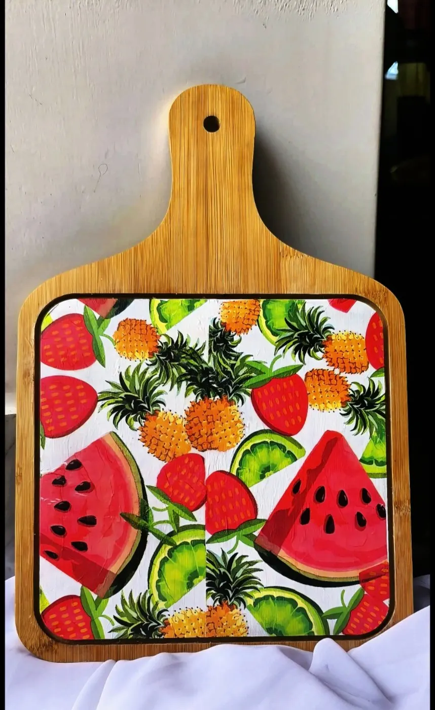 Wooden Fruit Decoprint Serving Tray