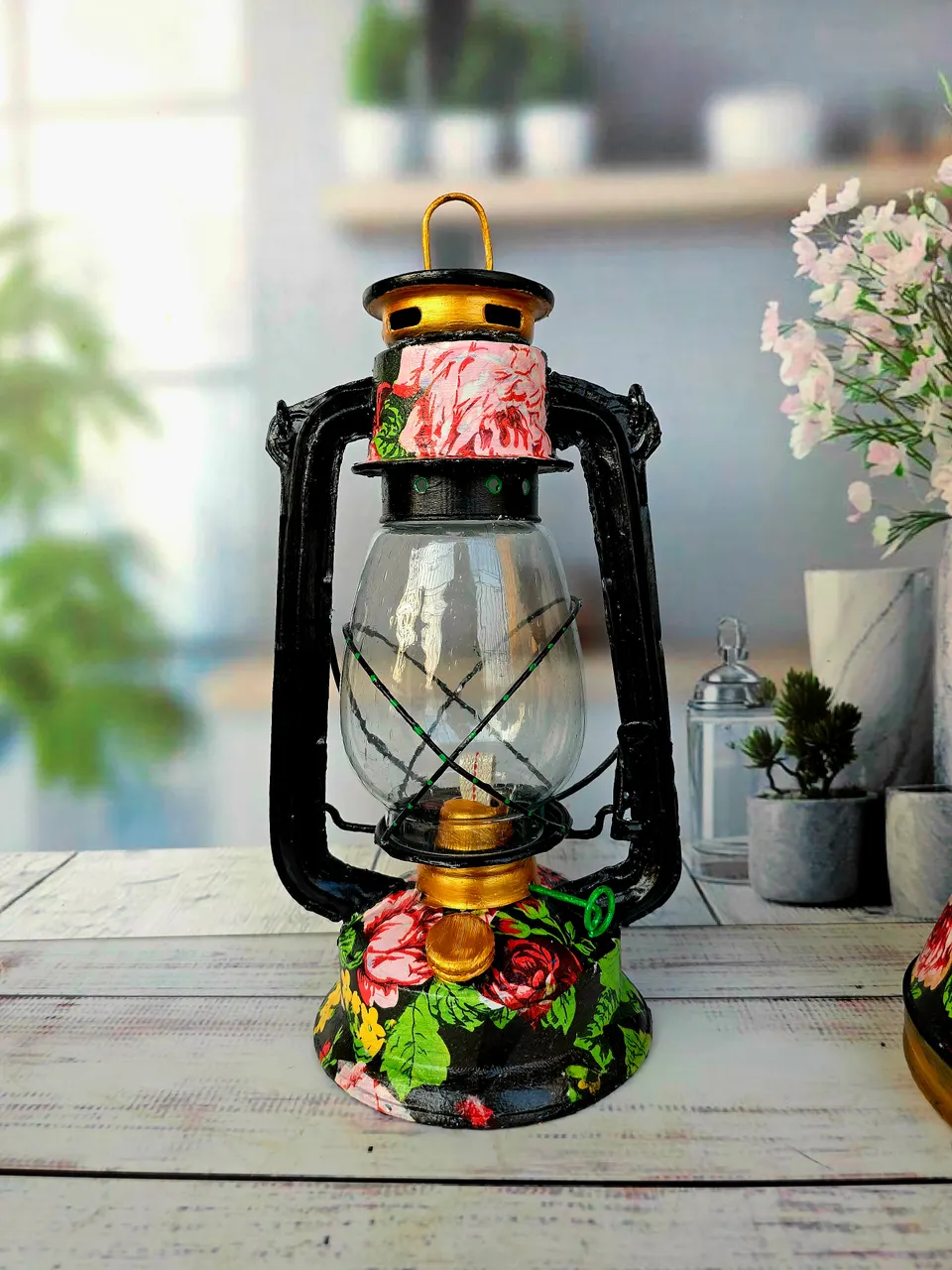 Black Floral Print Hariken