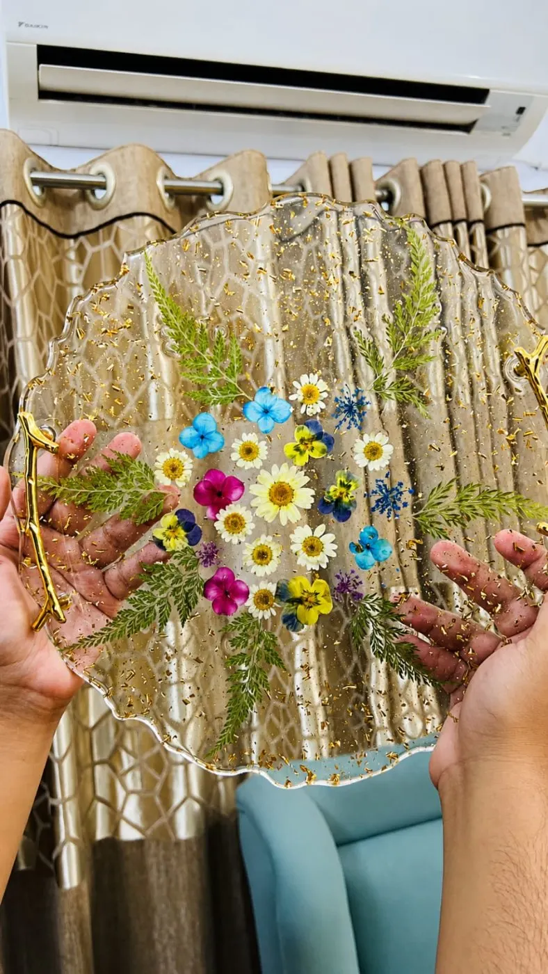Floral Resin Art Tray