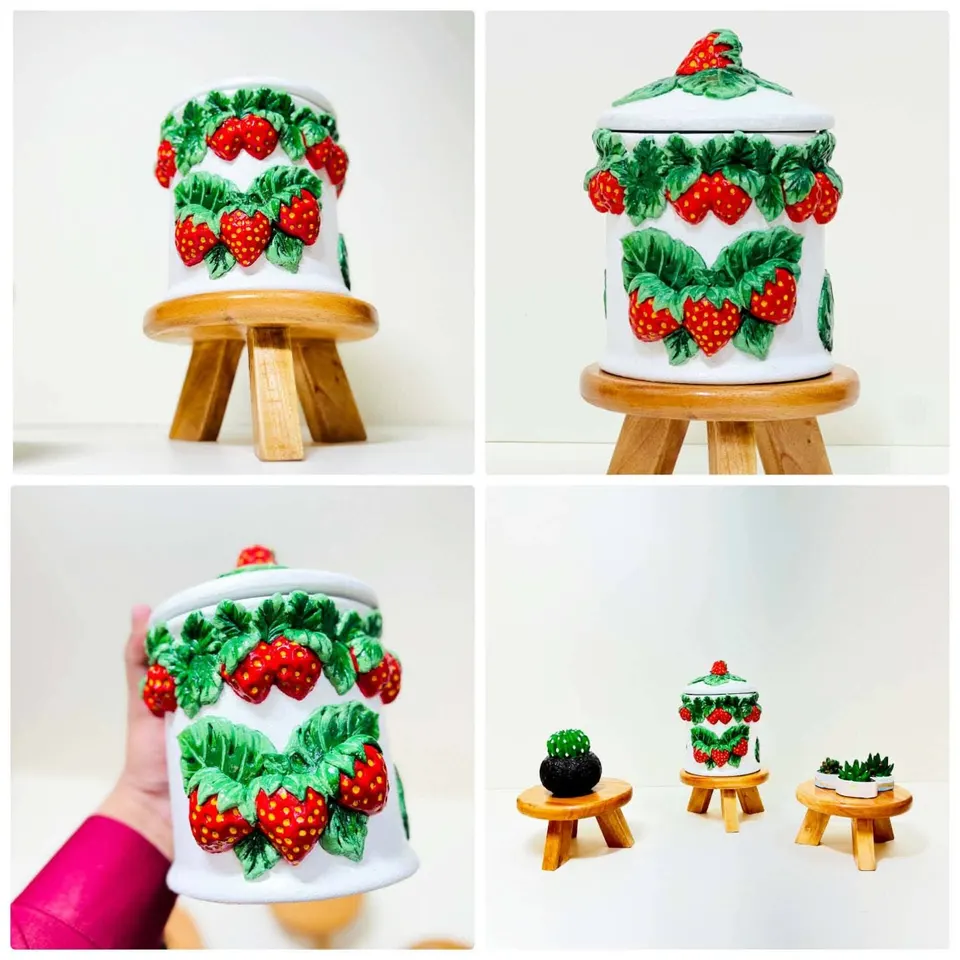 Strawberry Ceramic Jar