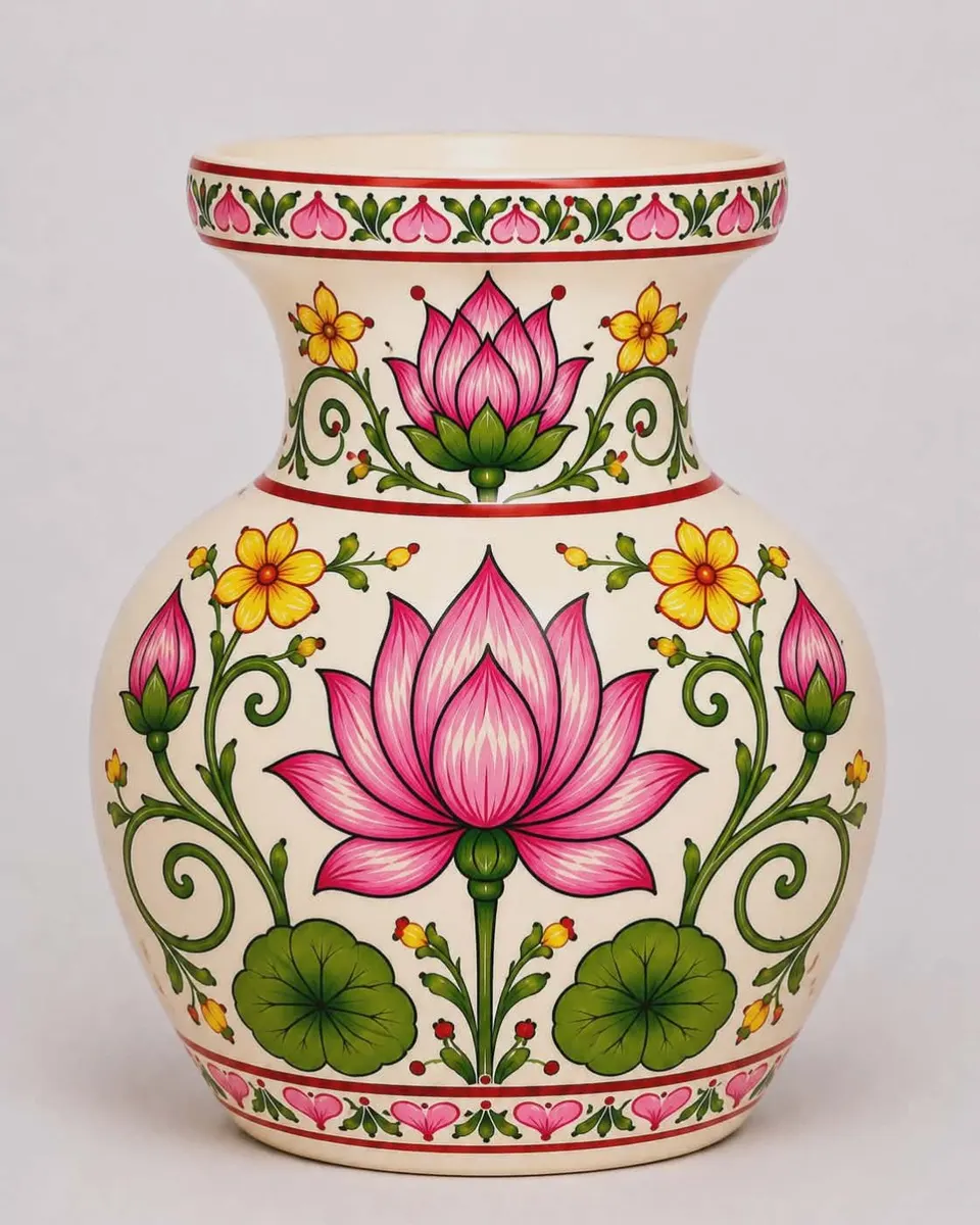 Hand-painted Lotus Flower Vase