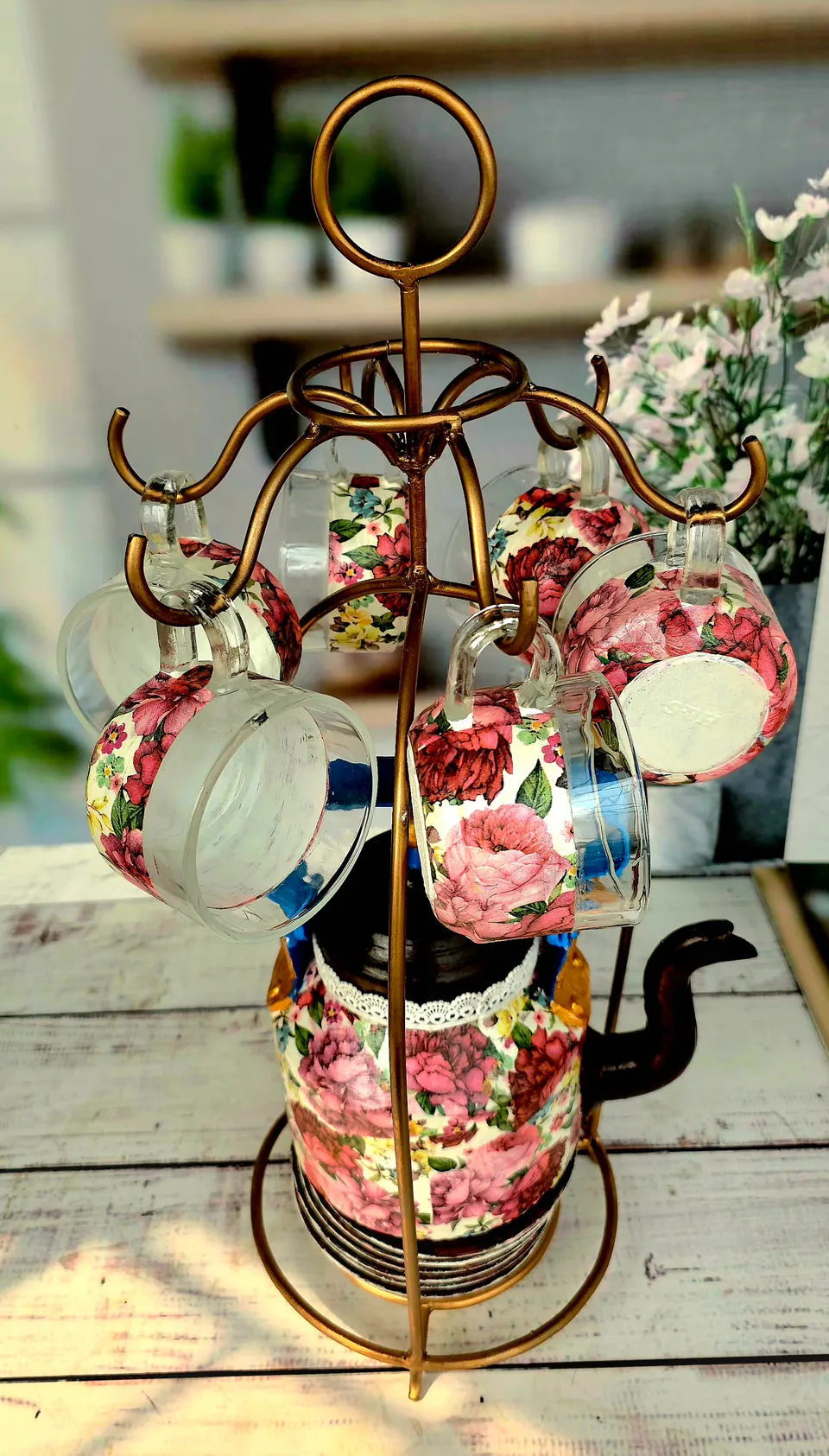 Floral Print Teapot Set With Stand