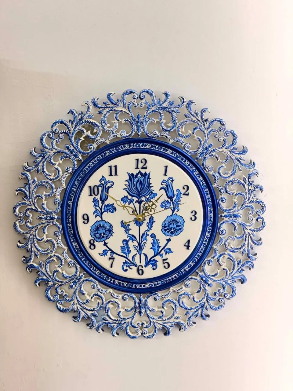 Ornate Blue Floral Clock