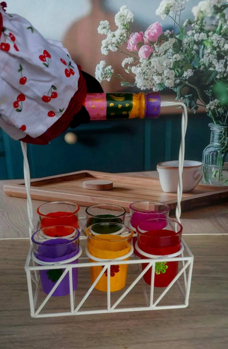 Artisanal Colorful Glass Cup Caddie