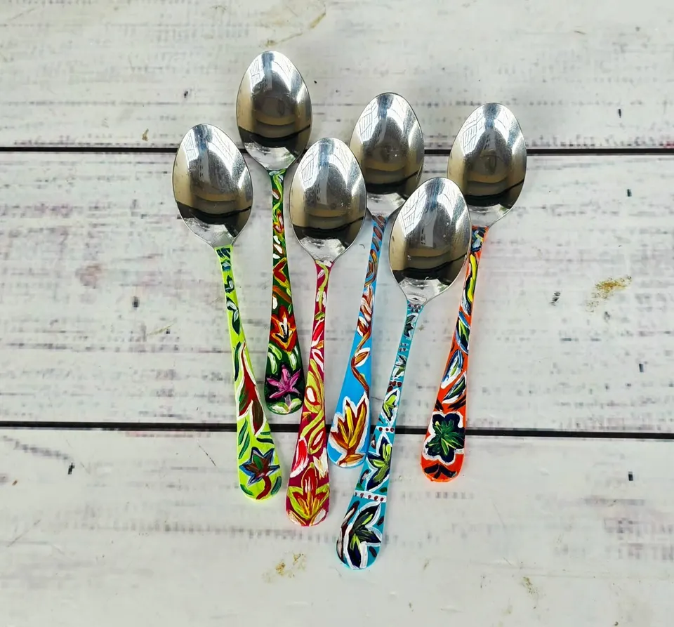 Hand-Painted Riksha Art Spoon Set(6pis)