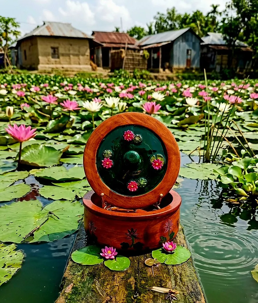 Water Lily Wooden Jewelry Box