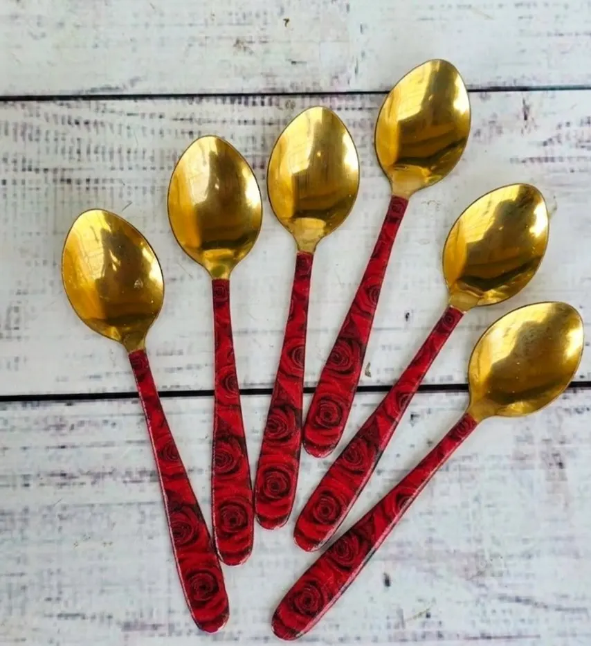 Rose Design Golden Spoons Set