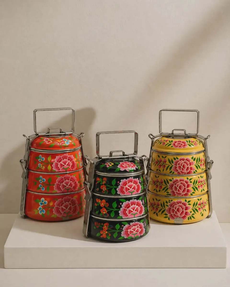 Hand-painted Tiffin Carrier Set (Riksha paint)