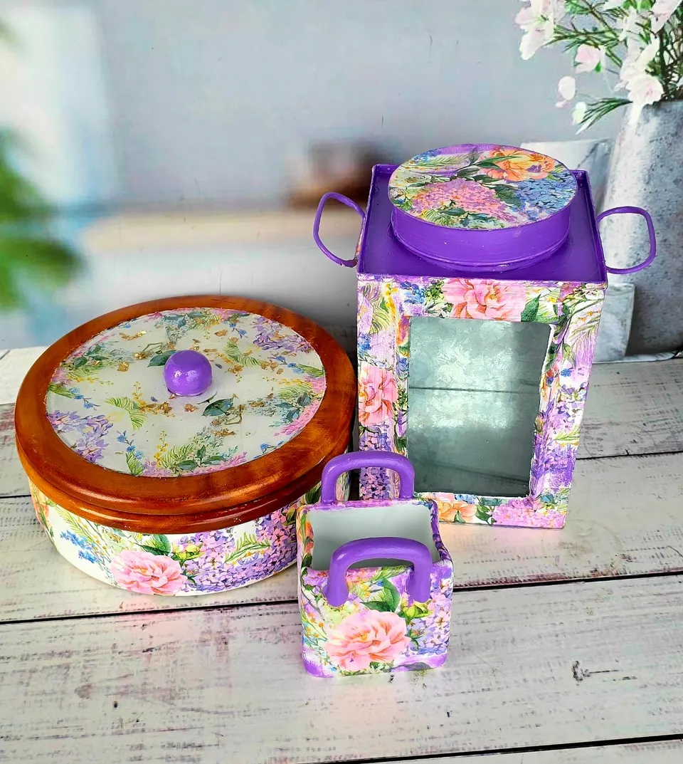 Decoprint Artisan Floral Tea Corner Set