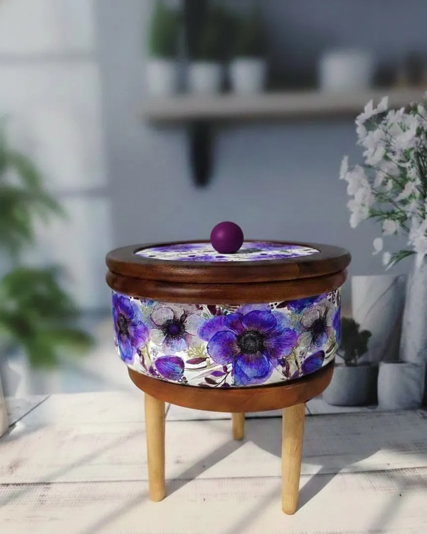 Floral Wooden Ruti Box with Stand