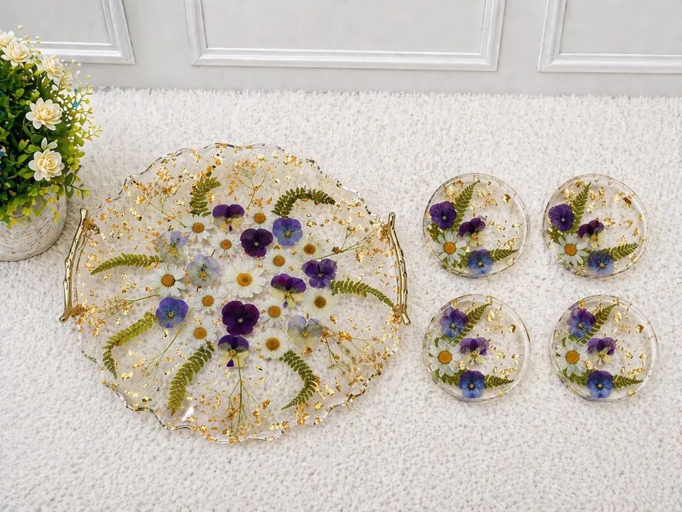 Floral Resin Serving Set