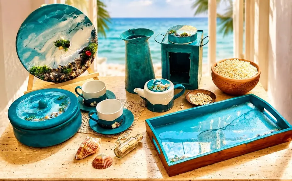 Ocean Resin Art Dining Set