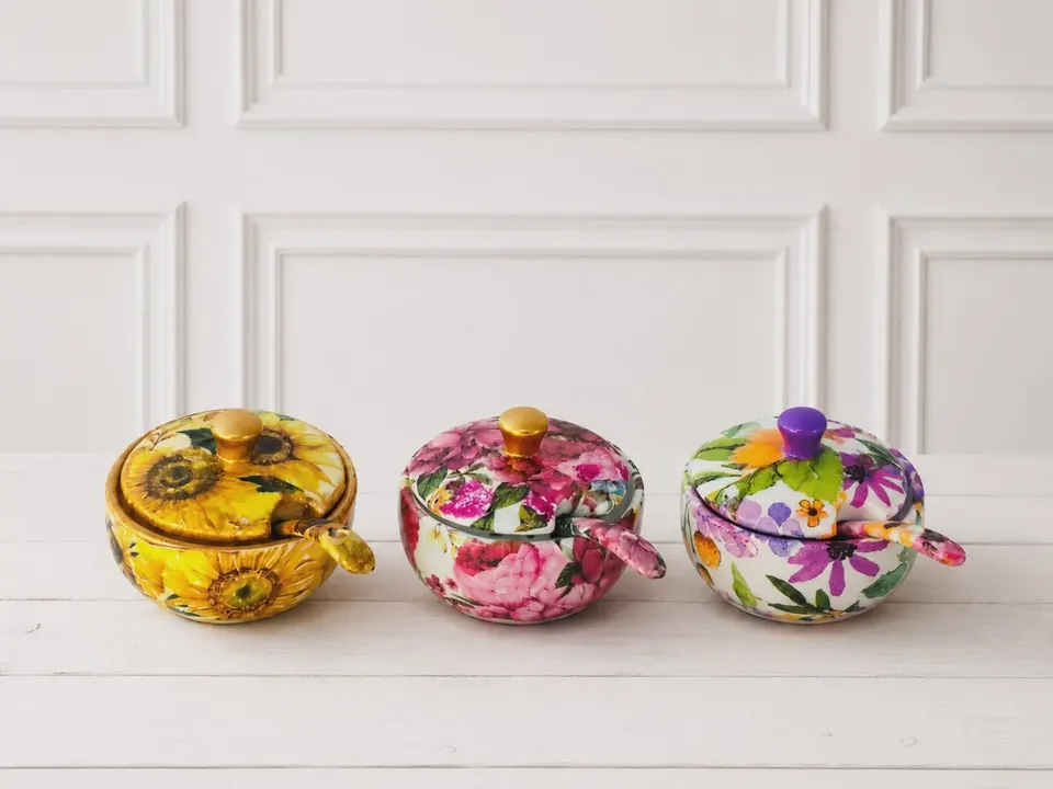Floral Ceramic Deco Paint Salt Bowl Combo