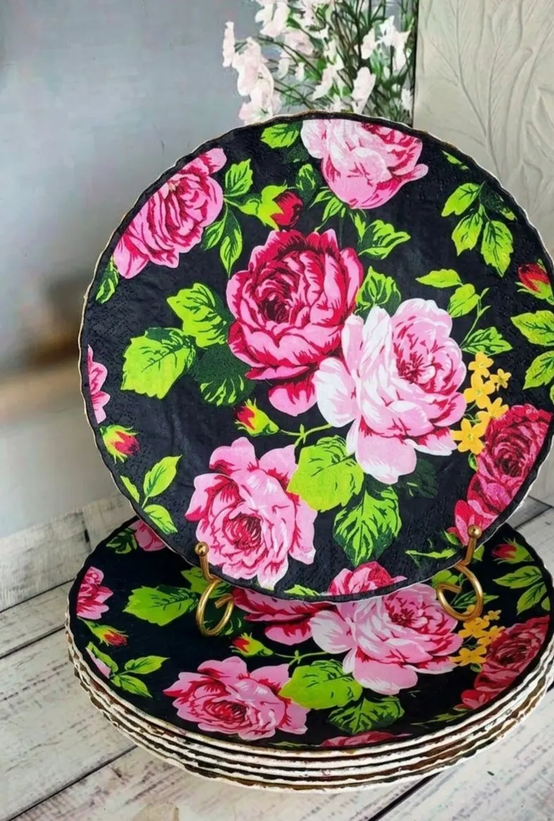DecoPainted Rose Decorative Dinner Plates(6 piece)