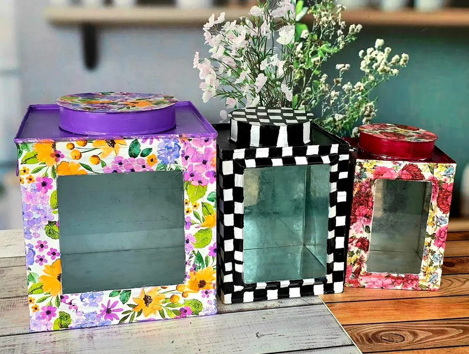 Decoupage Kitchen Canister Set Combo(1kg,600 gm,400gm)