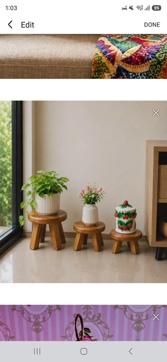 Wooden Decorative Stool Set