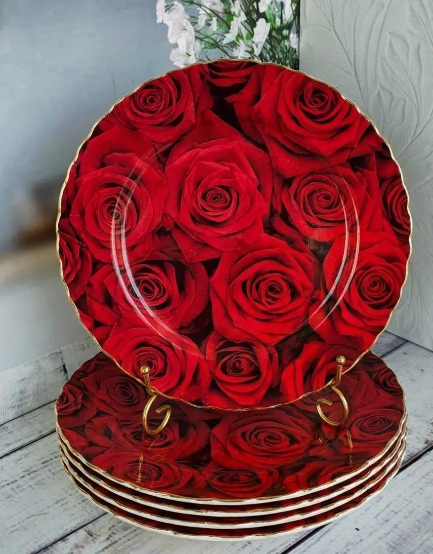 Rose Floral Dinner Plates (Decopaint)