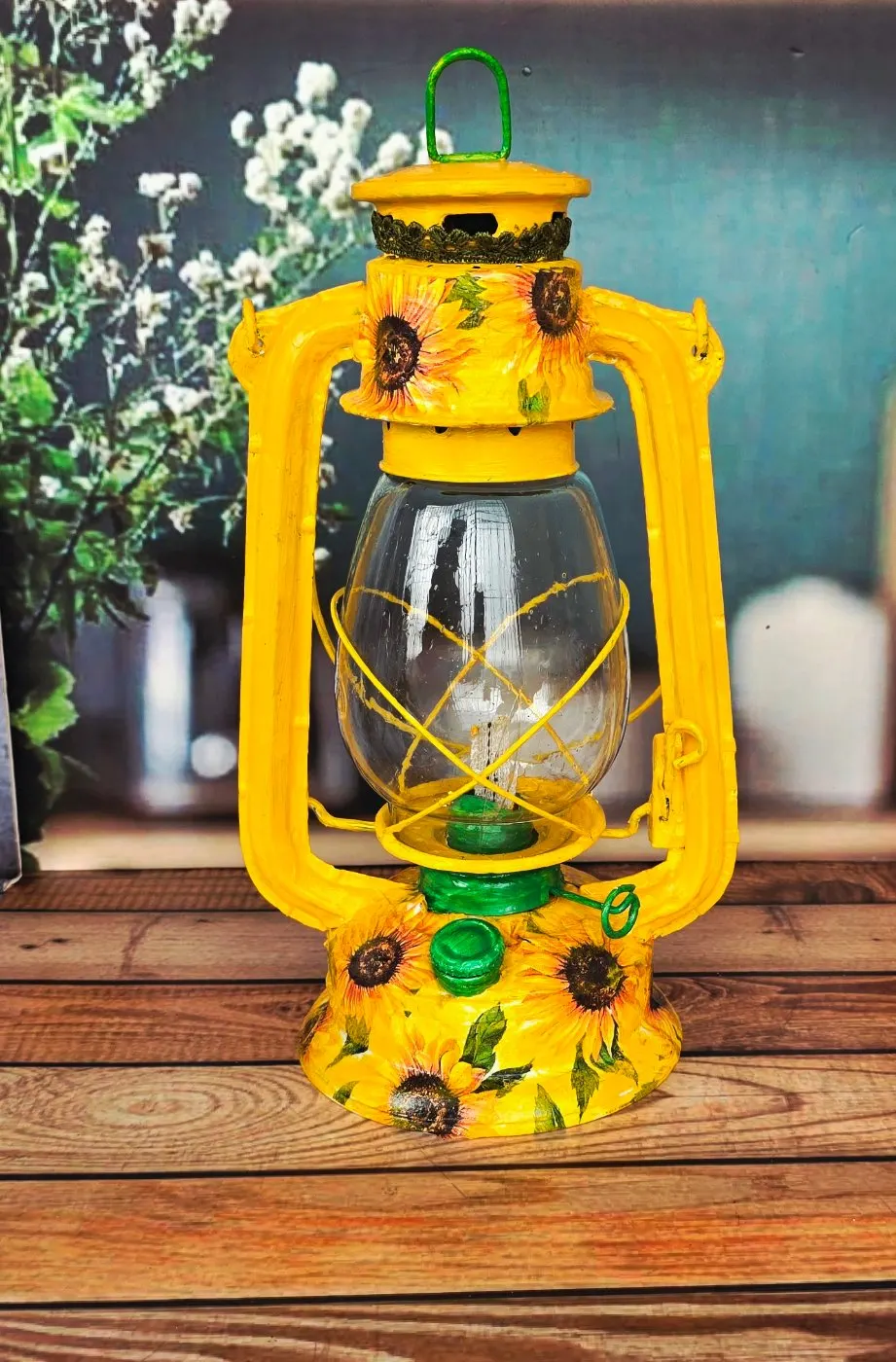 Deco Painted Sunflower Lantern