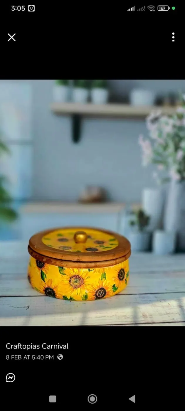 Sunflower Design Wooden Box
