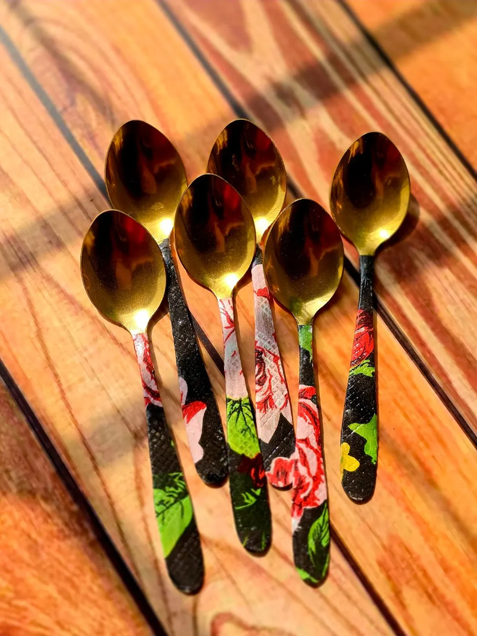 DecoPainted Floral Golden Spoons