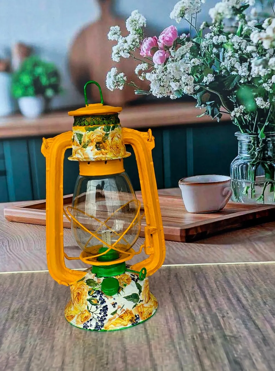 Deco-Painted Floral Lantern