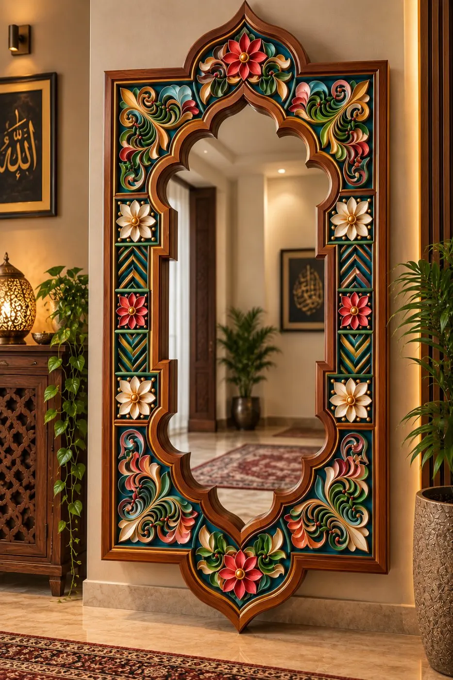 Handpaint Wooden Wall Mirror 44"/24"