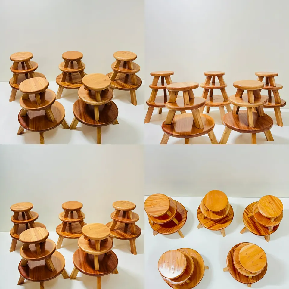 Stacked Wooden Stool Decor