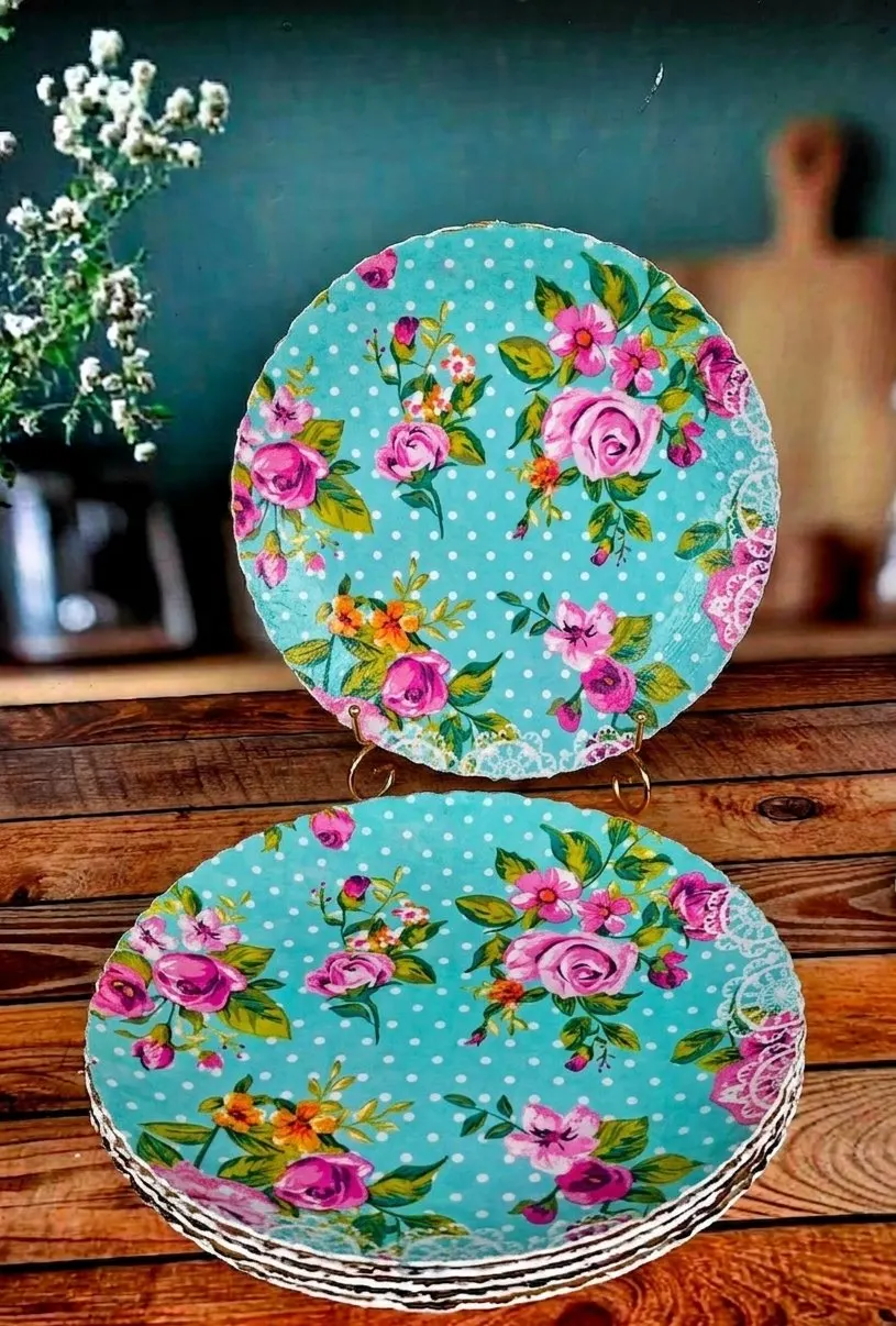 Decoprint Floral Vintage Decorative Dinner Plates
