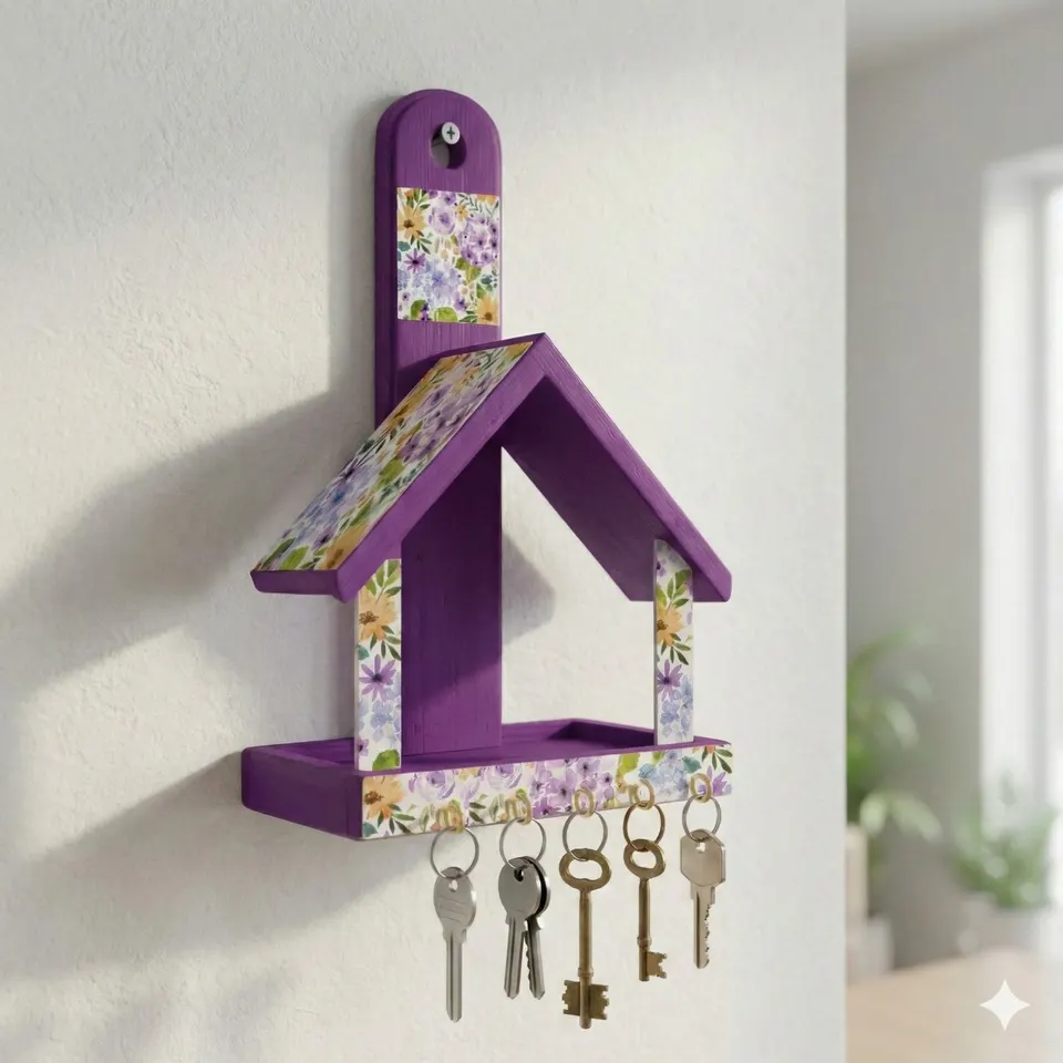 Wooden House Key Rack