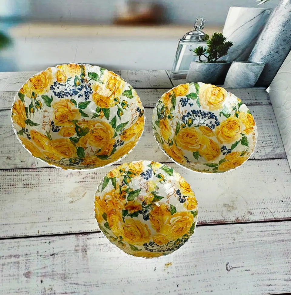 Decopainted Floral Bowl Set